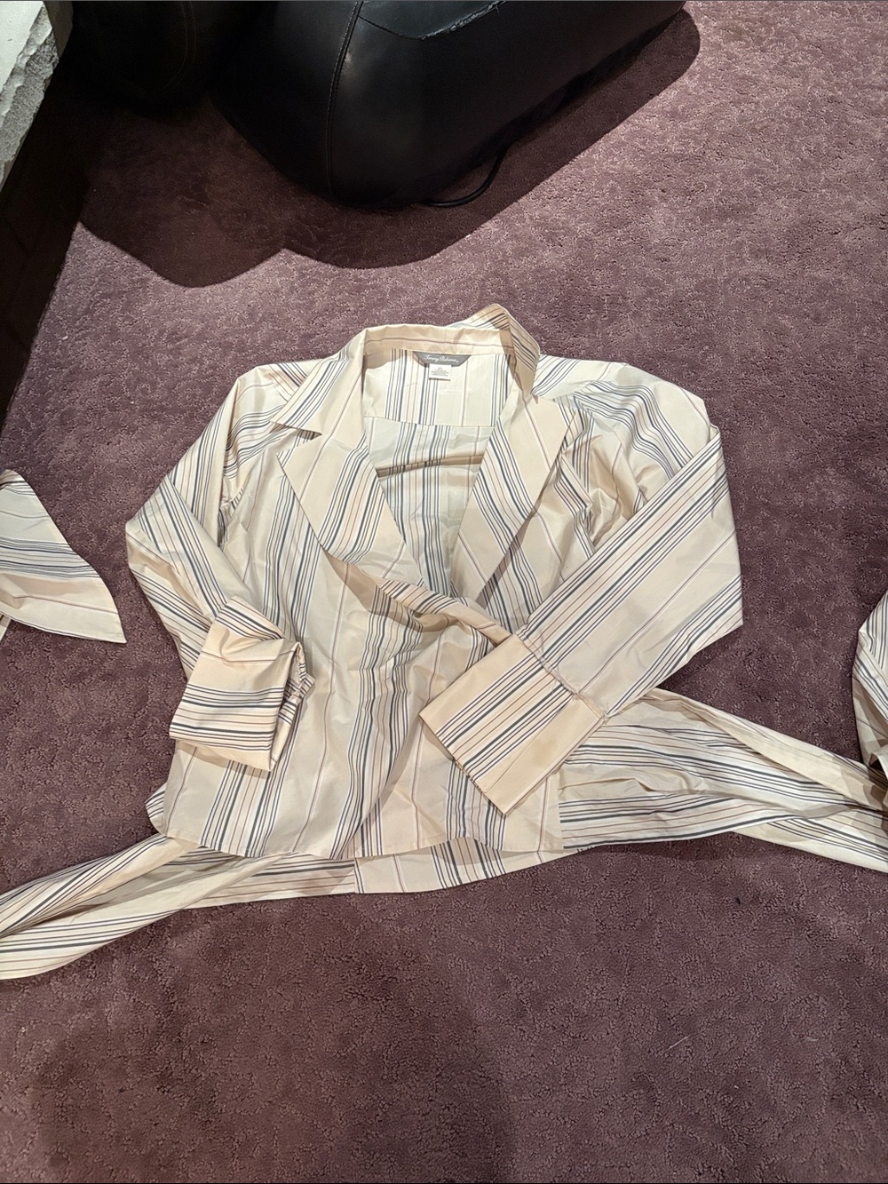 Tommy Bahama Cream Striped Belted Blazer